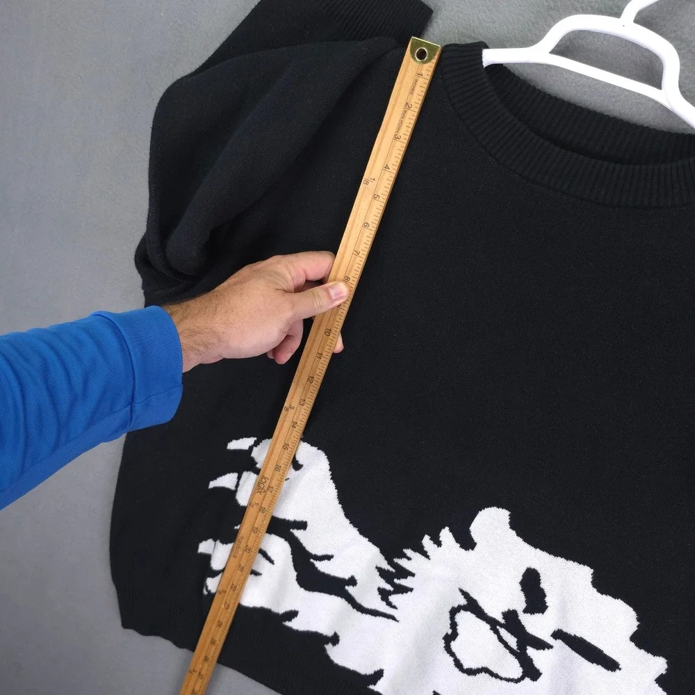Joga Bonito Sweater Large Black White Lion Graphic Knit Pullover All Over Print